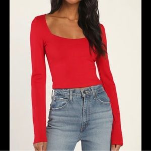 Red long sleeve crop top Small Forever 21